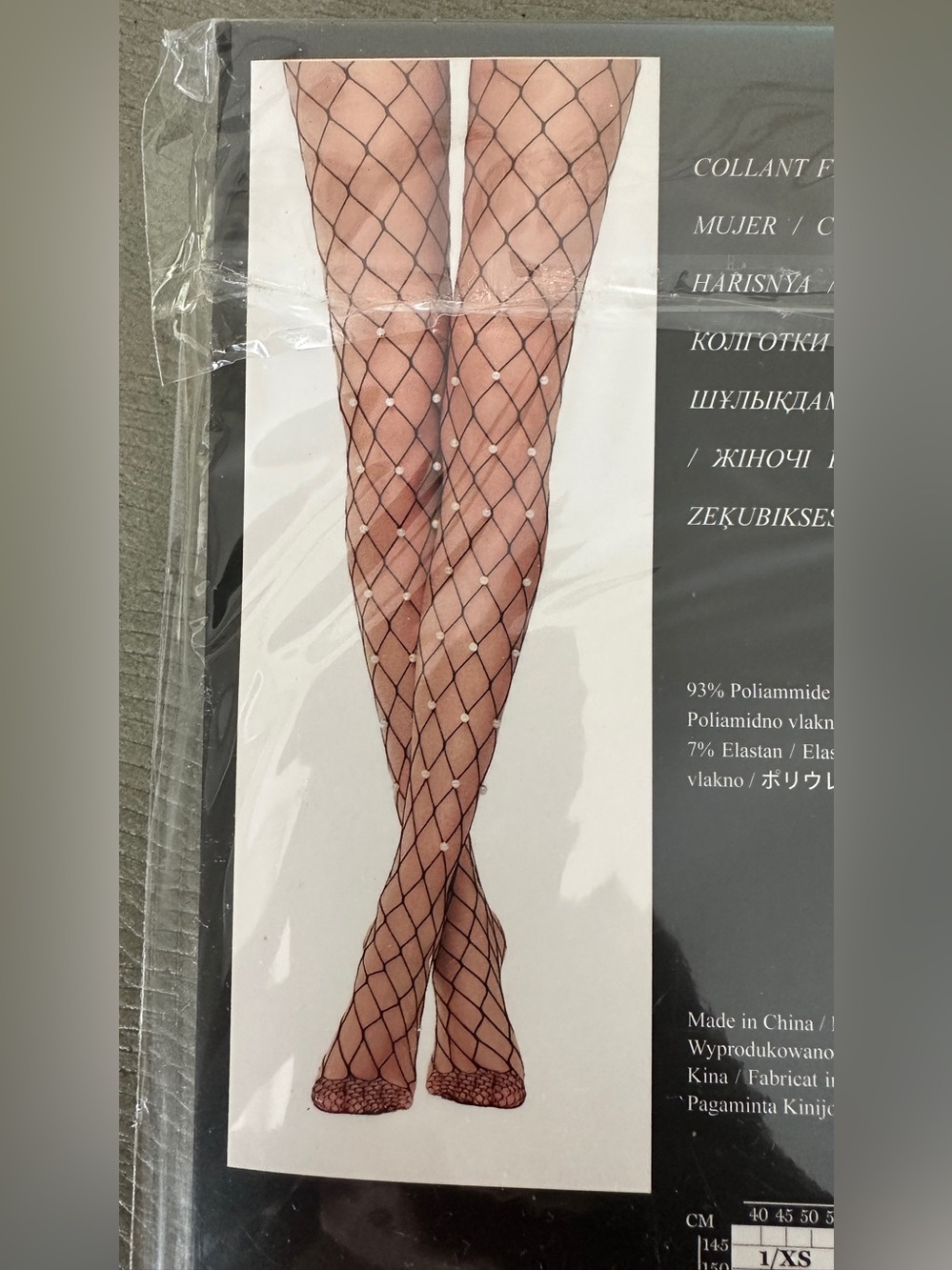 Calzedonia Black Fishnet Tights with Rhinestone Accents
